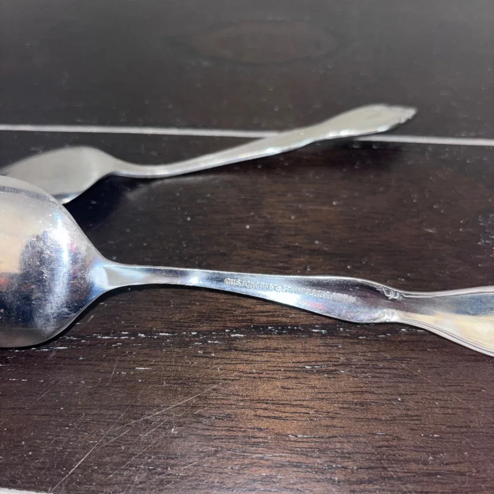 Customcraft Stainless Taiwan Spoons | Monogram Y Floral | Soup Spoon,‎ Teaspoon
